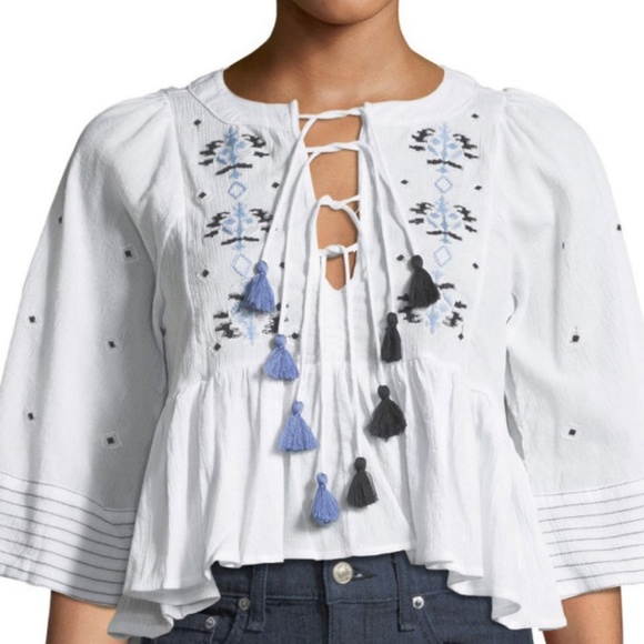 HOST PICK! Haute Rouge Floral Embroidery Boho Top - Picture 2 of 8